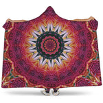 Pink Flower Kaleidoscope Print Hooded Blanket
