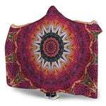 Pink Flower Kaleidoscope Print Hooded Blanket