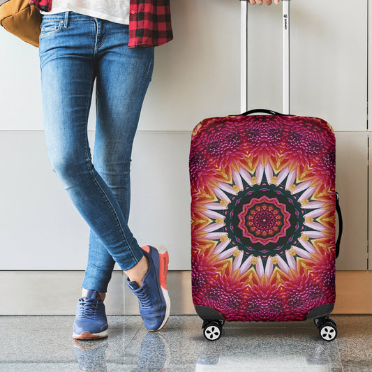 Pink Flower Kaleidoscope Print Luggage Cover