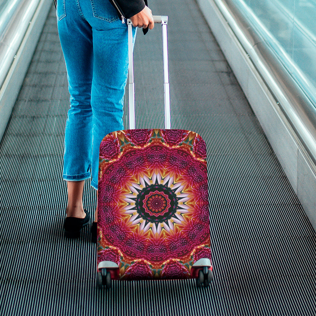 Pink Flower Kaleidoscope Print Luggage Cover