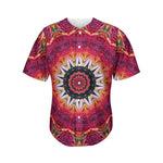 Pink Flower Kaleidoscope Print Men's Baseball Jersey