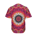 Pink Flower Kaleidoscope Print Men's Baseball Jersey