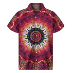 Pink Flower Kaleidoscope Print Men's Short Sleeve Shirt