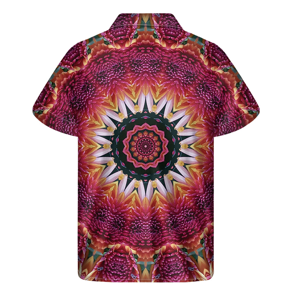 Pink Flower Kaleidoscope Print Men's Short Sleeve Shirt