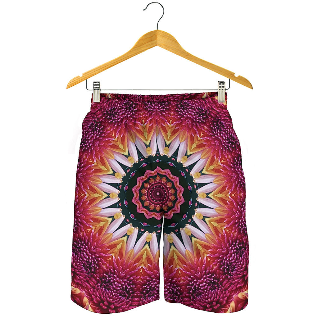 Pink Flower Kaleidoscope Print Men's Shorts