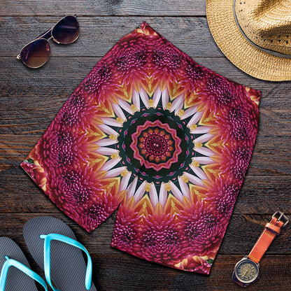 Pink Flower Kaleidoscope Print Men's Shorts