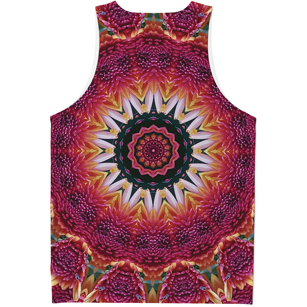 Pink Flower Kaleidoscope Print Men's Tank Top
