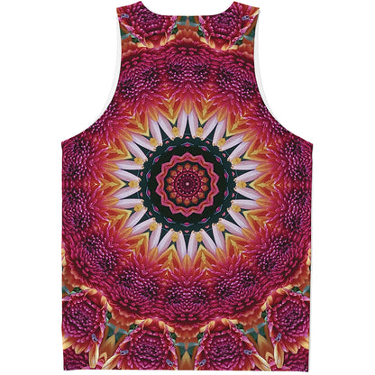 Pink Flower Kaleidoscope Print Men's Tank Top
