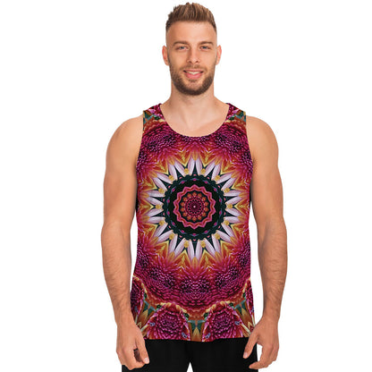 Pink Flower Kaleidoscope Print Men's Tank Top