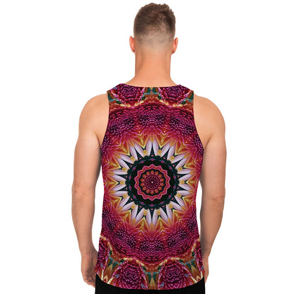 Pink Flower Kaleidoscope Print Men's Tank Top