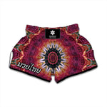 Pink Flower Kaleidoscope Print Muay Thai Boxing Shorts
