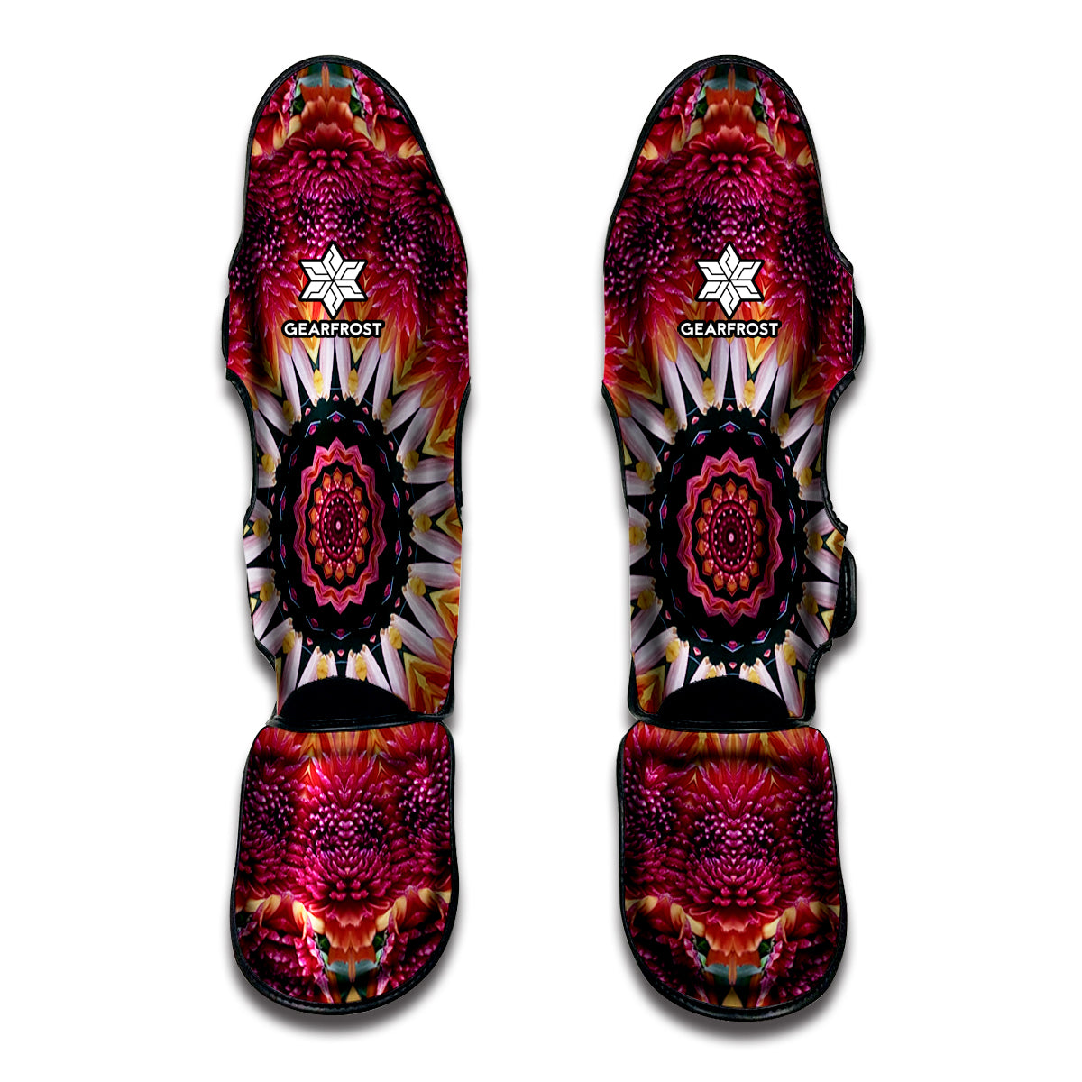 Pink Flower Kaleidoscope Print Muay Thai Shin Guard