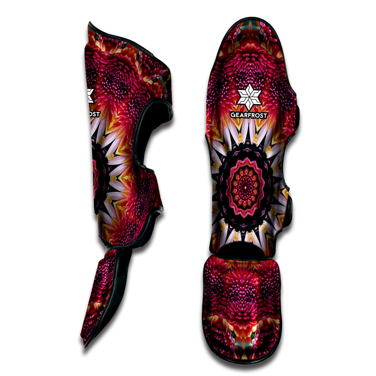 Pink Flower Kaleidoscope Print Muay Thai Shin Guard