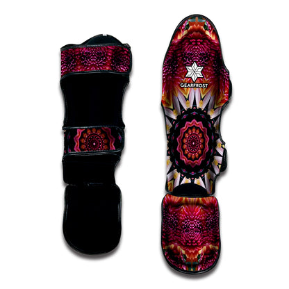 Pink Flower Kaleidoscope Print Muay Thai Shin Guard