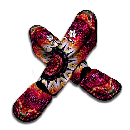Pink Flower Kaleidoscope Print Muay Thai Shin Guard