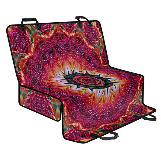 Pink Flower Kaleidoscope Print Pet Car Back Seat Cover