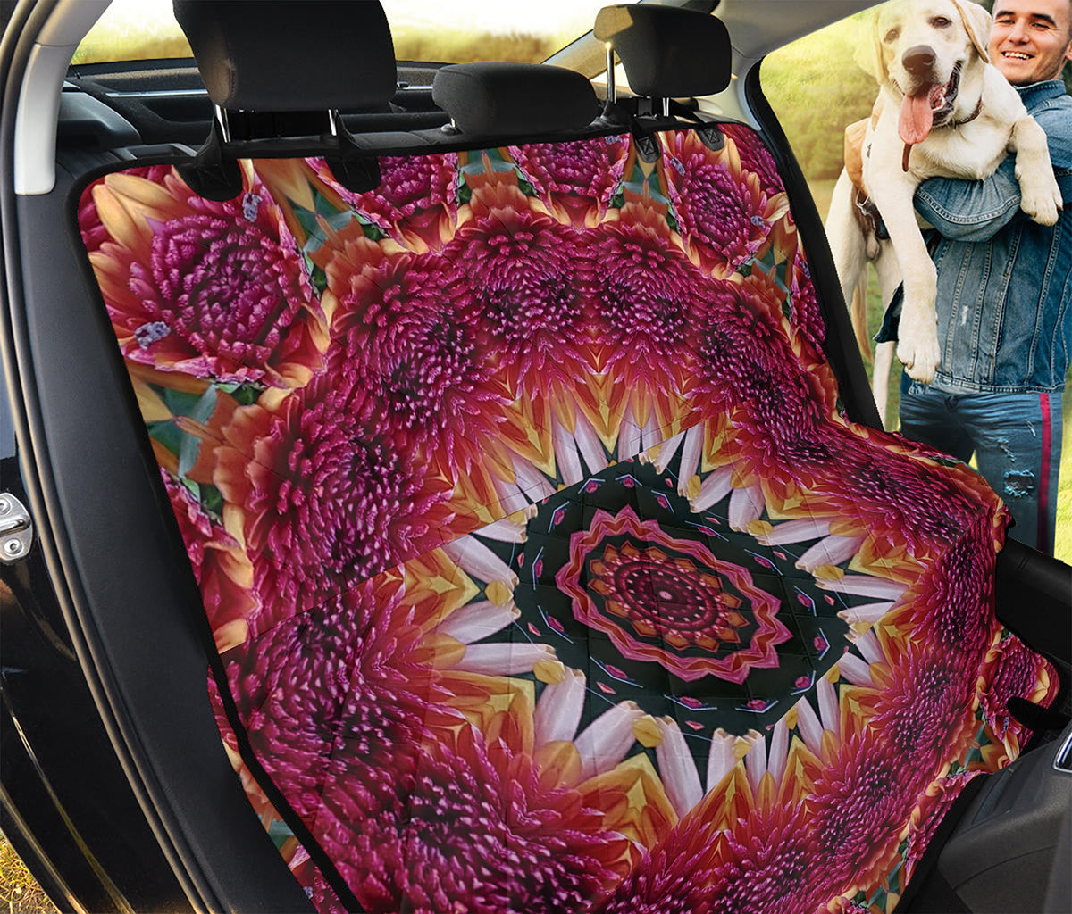Pink Flower Kaleidoscope Print Pet Car Back Seat Cover