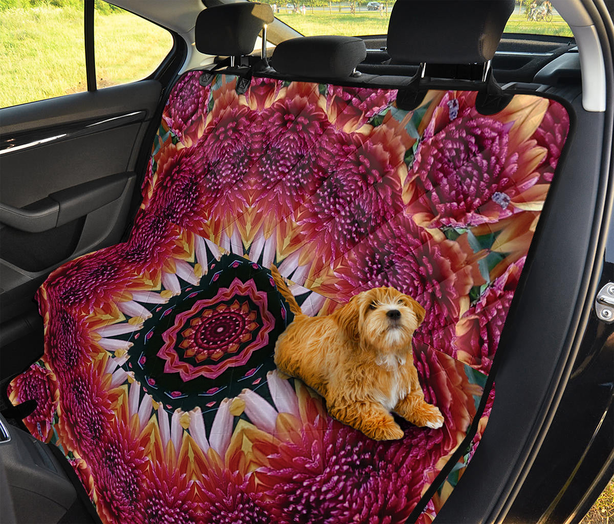 Pink Flower Kaleidoscope Print Pet Car Back Seat Cover
