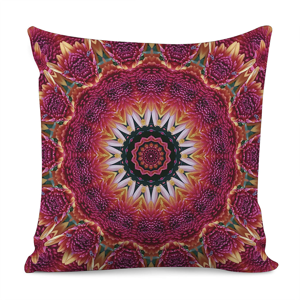 Pink Flower Kaleidoscope Print Pillow Cover