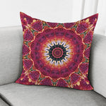 Pink Flower Kaleidoscope Print Pillow Cover
