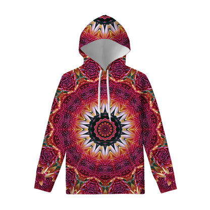 Pink Flower Kaleidoscope Print Pullover Hoodie