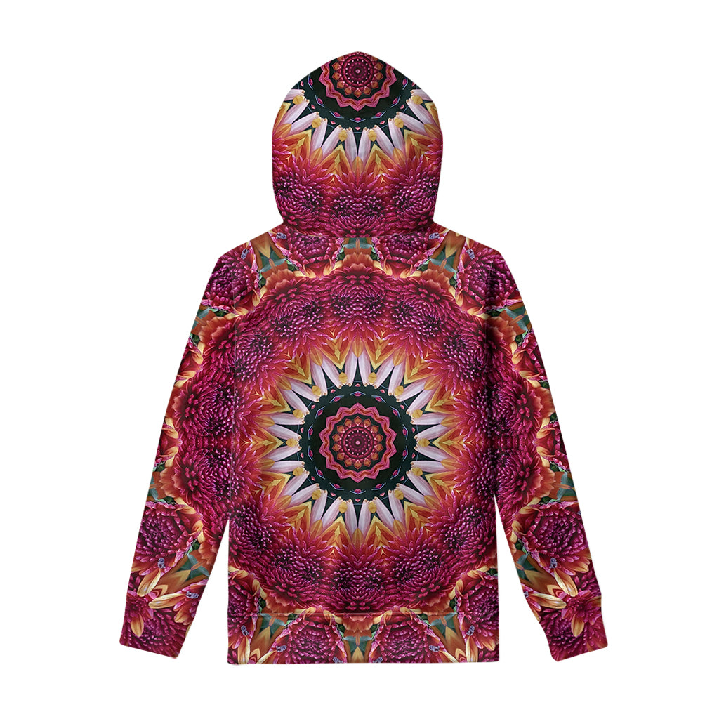 Pink Flower Kaleidoscope Print Pullover Hoodie