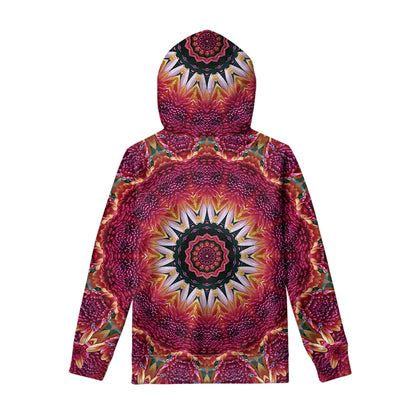 Pink Flower Kaleidoscope Print Pullover Hoodie