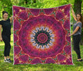 Pink Flower Kaleidoscope Print Quilt