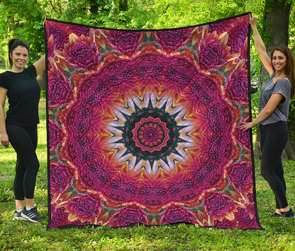 Pink Flower Kaleidoscope Print Quilt