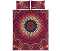 Pink Flower Kaleidoscope Print Quilt Bed Set