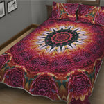 Pink Flower Kaleidoscope Print Quilt Bed Set