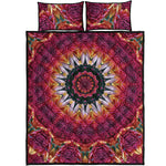 Pink Flower Kaleidoscope Print Quilt Bed Set