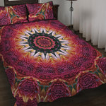 Pink Flower Kaleidoscope Print Quilt Bed Set