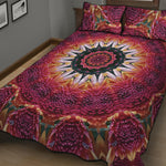 Pink Flower Kaleidoscope Print Quilt Bed Set