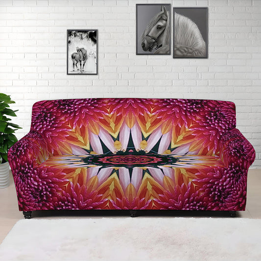 Pink Flower Kaleidoscope Print Sofa Cover