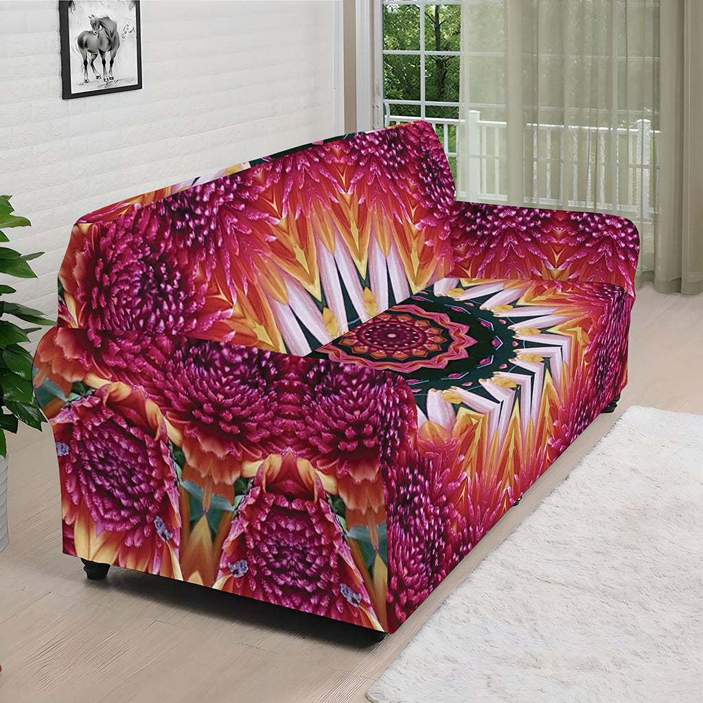 Pink Flower Kaleidoscope Print Sofa Cover