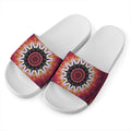 Pink Flower Kaleidoscope Print White Slide Sandals