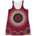 Pink Flower Kaleidoscope Print Women's Racerback Tank Top