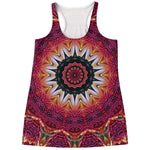 Pink Flower Kaleidoscope Print Women's Racerback Tank Top