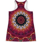 Pink Flower Kaleidoscope Print Women's Racerback Tank Top