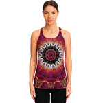 Pink Flower Kaleidoscope Print Women's Racerback Tank Top