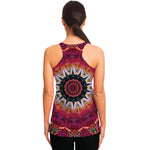 Pink Flower Kaleidoscope Print Women's Racerback Tank Top