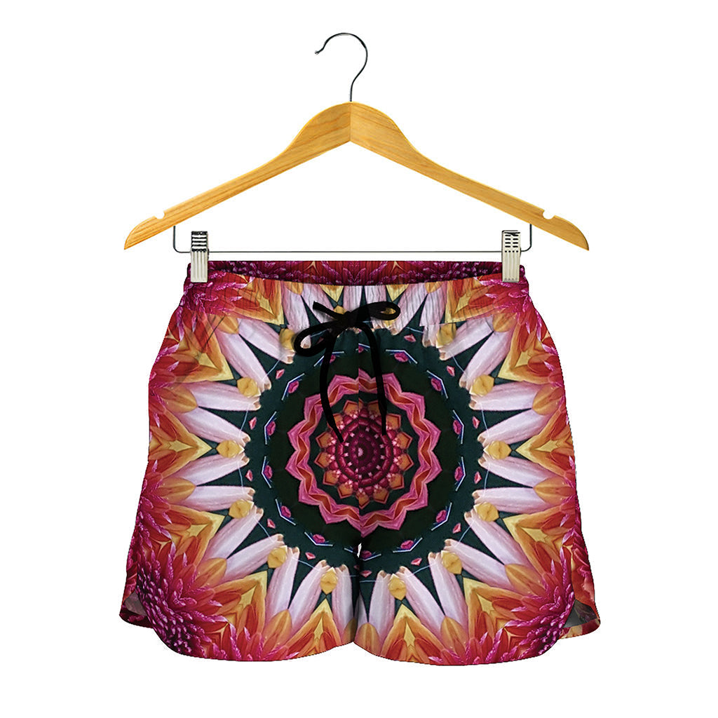 Pink Flower Kaleidoscope Print Women's Shorts