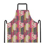 Pink Flower Patchwork Pattern Print Apron