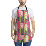 Pink Flower Patchwork Pattern Print Apron