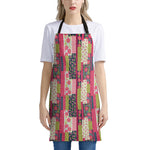 Pink Flower Patchwork Pattern Print Apron