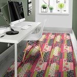 Pink Flower Patchwork Pattern Print Area Rug