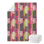 Pink Flower Patchwork Pattern Print Blanket