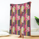 Pink Flower Patchwork Pattern Print Blanket