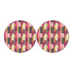 Pink Flower Patchwork Pattern Print Car Coasters
